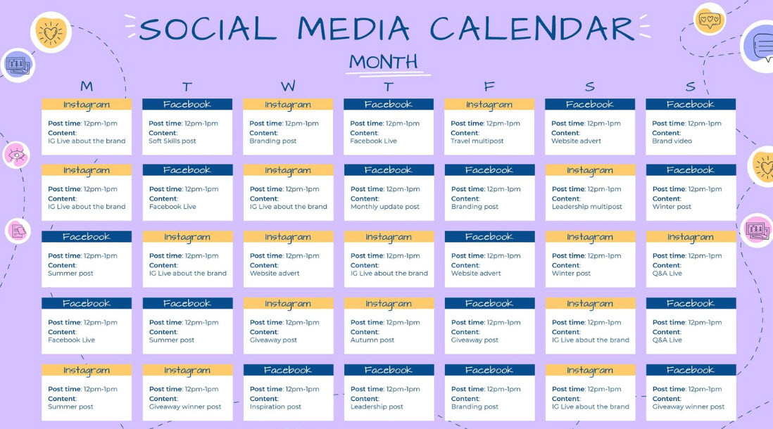 content calendar